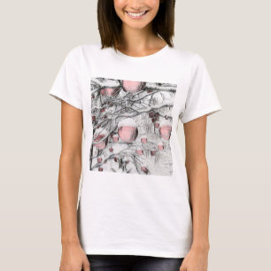 Vintage, schneebedeckte Bäume mit zeichnend Orname T-Shirt