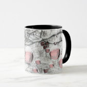 Vintage, schneebedeckte Bäume mit zeichnend Orname Tasse (VorderseiteRechts)