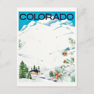 Vintage schneebedeckte Berge Colorado Reise Postkarte