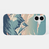 Vintage schneebedeckte Gipfel iPhone 16 Hülle (Rückseite (Horizontal))