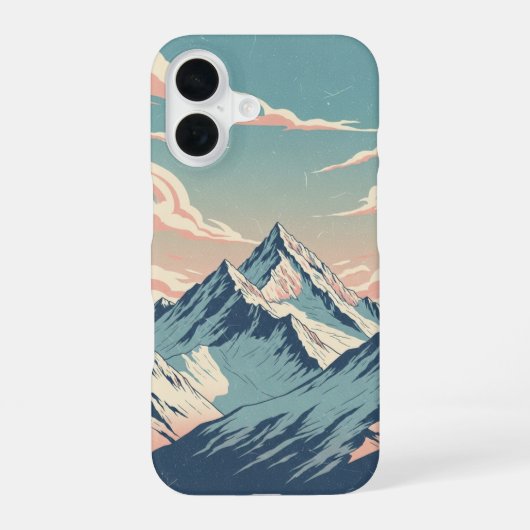 Vintage schneebedeckte Gipfel iPhone 16 Hülle (Rückseite)