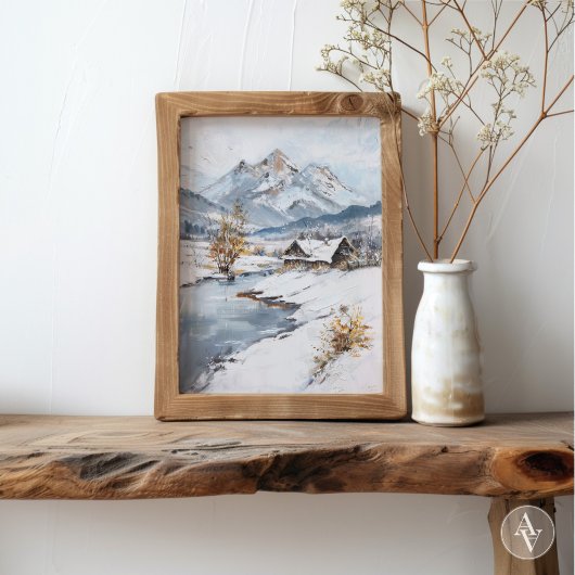 Vintage Schneeberge Landschaft Poster