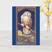 Vintage Schneeeule-Abbildung Karte (Gelbe Blume)