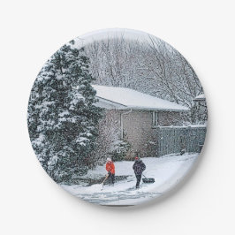 Vintage Schneefall Foto Paper Teller