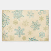 Vintage Schneeflocke Winterrustikale aquamarine Cr Geschenkpapier Set (Vorderseite)