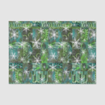 Vintage Schneeflocken auf Aquamariner Green Archit