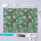 Vintage Schneeflocken auf Aquamariner Green Archit Seidenpapier (Handwerk)