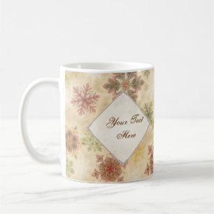 Vintage Schneeflocken im Retro-Stil mit anpassbare Kaffeetasse