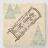 Vintage Schneeflocken im Winter rustikal Steinuntersetzer (Vorderseite)