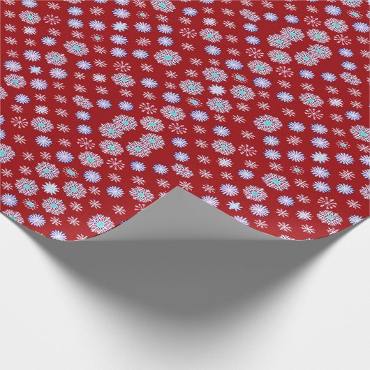 Vintage Schneeflocken in Rot Geschenkpapier (Ecke)
