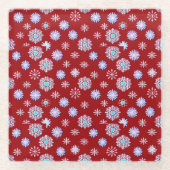 Vintage Schneeflocken in Rot Glasuntersetzer (Vorderseite)