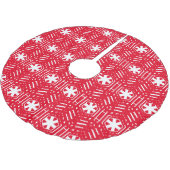 Vintage Schneeflocken in Rot niedlich Weihnachten Polyester Weihnachtsbaumdecke (Schrägansicht)