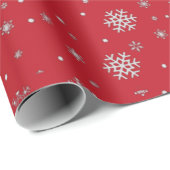 Vintage Schneeflocken in Rot und Weiß Weihnachten Geschenkpapier (Rolleneckpunkt)