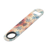 Vintage Schneeflocken Muster - Flaschenöffner (Vorderseite Schrägansicht)