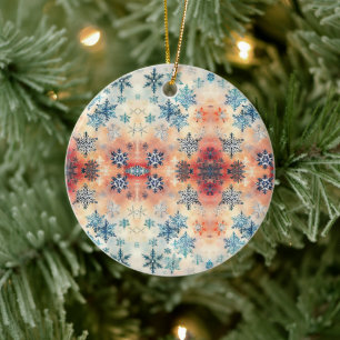 Vintage Schneeflocken Muster - Keramik Ornament