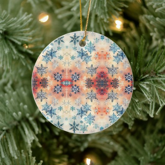 Vintage Schneeflocken Muster - Keramik Ornament (Baum)