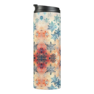 Vintage-Schneeflocken-Muster - Thermotumbler Thermosbecher
