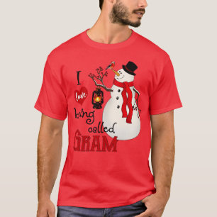 Vintage-Schneeflocken-Schneemann Ich liebe es, Gra T-Shirt
