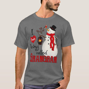 Vintage-Schneeflocken-Schneemann Ich liebe es, Gra T-Shirt
