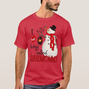Vintage-Schneeflocken-Schneemann Ich liebe es, Gra T-Shirt