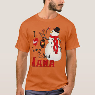 Vintage-Schneeflocken-Schneemann Ich liebe es, Nan T-Shirt