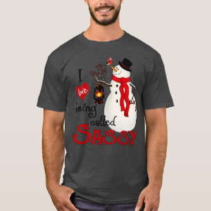 Vintage-Schneeflocken-Schneemann Ich liebe es, Sas T-Shirt