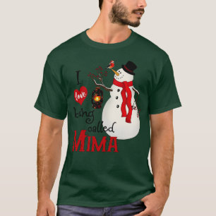 Vintage Schneeflocken Snowman I Liebe genannt Mim T-Shirt