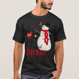 Vintage Schneeflocken Snowman I Liebe Nay genannt T-Shirt