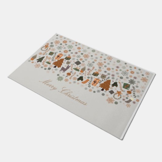 Vintage Schneeflocken Weihnachten Fußmatte (Schrägansicht)