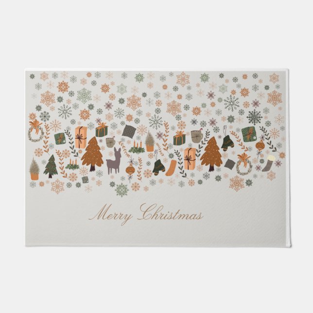 Vintage Schneeflocken Weihnachten Fußmatte (Vorderseite)