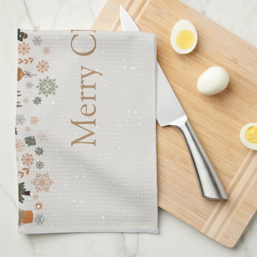 Vintage Schneeflocken Weihnachten Geschirrtuch (Viertel Falte)