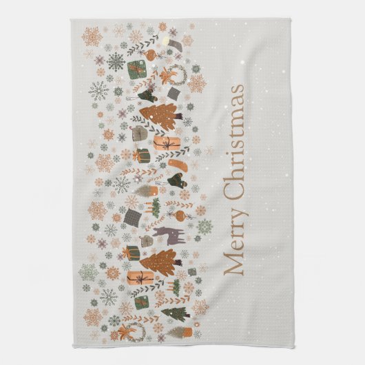 Vintage Schneeflocken Weihnachten  Geschirrtuch (Vertikal)