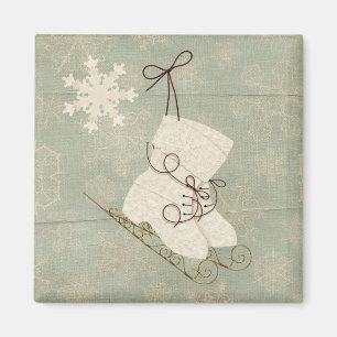 Vintage Schneeflockeneis-Skate niedlich rustikale Magnet