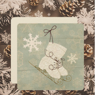 Vintage Schneeflockeneis-Skate Vintag wintergrün Einladung