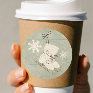 Vintage Schneeflockeneis-Skate Vintag wintergrün Runder Aufkleber