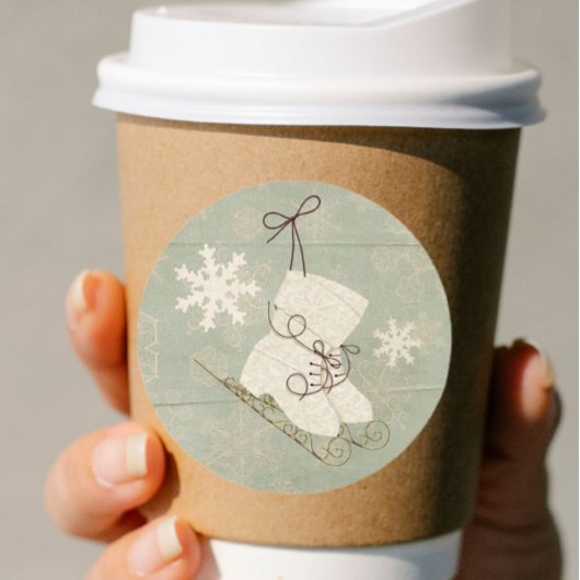 Vintage Schneeflockeneis-Skate Vintag wintergrün Runder Aufkleber