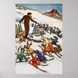 Vintage-Schneehäschen Poster