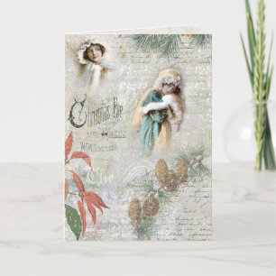 Vintage Schneeige Weihnachtsmusik Collage Feiertagskarte