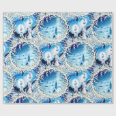 Vintage Schneekirche und Kerzen Geschenkpapier (Flach)