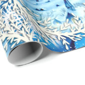 Vintage Schneekirche und Kerzen Geschenkpapier (Rolleneckpunkt)