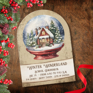 Vintage-Schneekugel-Weihnachtsfeier Einladung