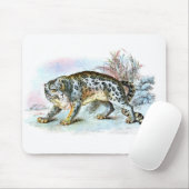Vintage Schneeleopard-Illustration Mousepad (Mit Mouse)