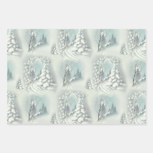 Vintage Schneelicht  Geschenkpapier Set (Vorderseite)