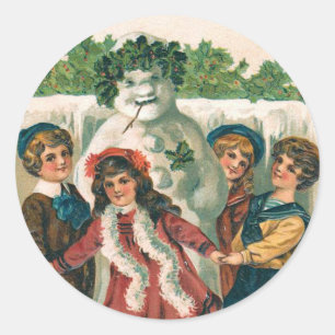 Vintage-Schneemann-Aufkleber Runder Aufkleber