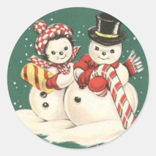 Vintage-Schneemann-Aufkleber Runder Aufkleber