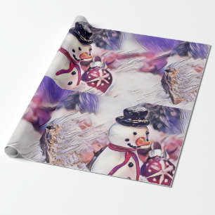 Vintage Schneemann im Schnee Zeichnung Geschenkpapier