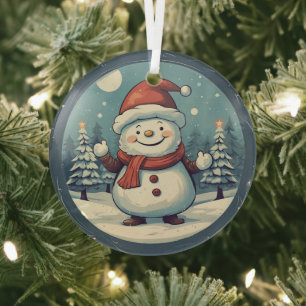 Vintage Schneemann Ornament Aus Glas