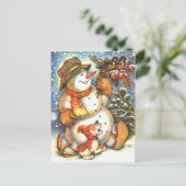 Vintage Schneemann Postkarte (Stehend Vorderseite)