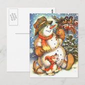Vintage Schneemann Postkarte (Vorne/Hinten)