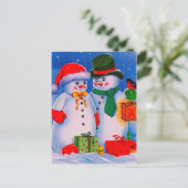 Vintage Schneemann Postkarte (Stehend Vorderseite)